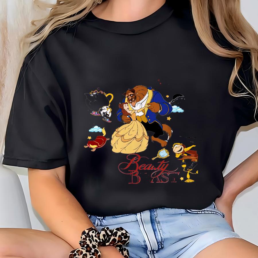 2 Sided There Is A Girl In The Castle Beauty And The Beast Shirt, Princess Belle Shirt, Family Vacation Shirt T-shirt