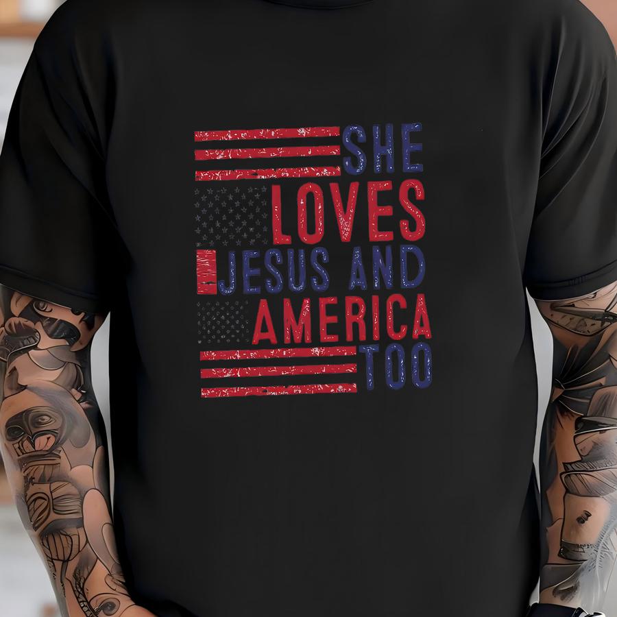 Retro Usa Sweatshirt: She Loves Jesus And America Too T-shirt