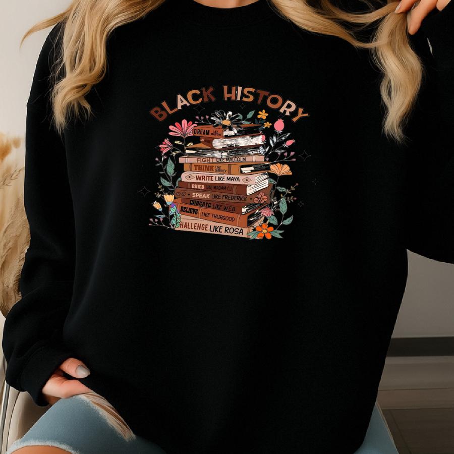 Floral Book Black History Honoring The Past Inspiring The Future Shirt, Book Lover, Black History Shirt, Black People, Black History Month Sweatshirt