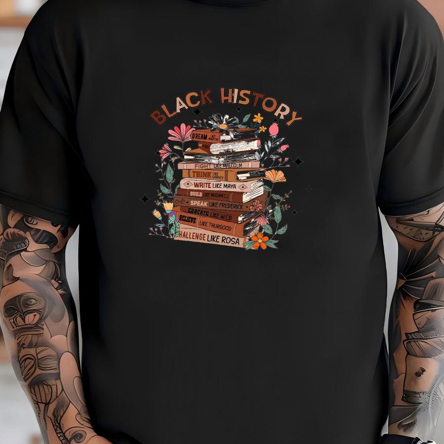Floral Book Black History Honoring The Past Inspiring The Future Shirt, Book Lover, Black History Shirt, Black People, Black History Month T-shirt