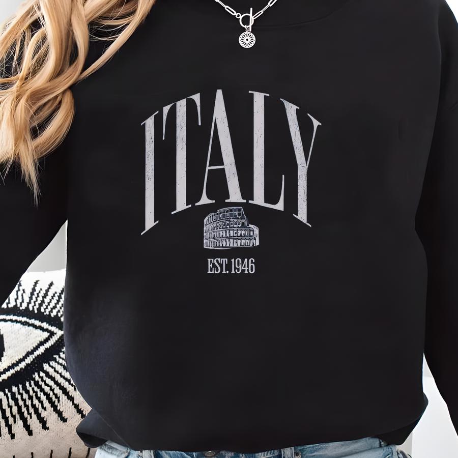 Vintage Italy Sweatshirt, Cozy Unisex Pullover, Perfect For Travel Lovers, Gift For Italians, Casual Style Outfit, Vacation Souvenir Sweatshirt