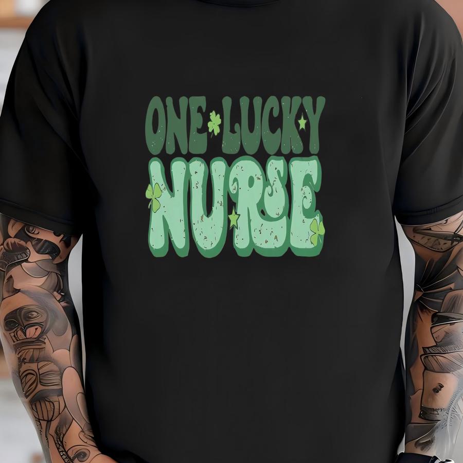 One Lucky Nurse Shamrock St Patrick's Day Nurse Sweatshirt, Saint Patrick's Day Nurse Sweatshirt, Nurse Shamrock, Irish Nurse Sweat -spd015 T-shirt
