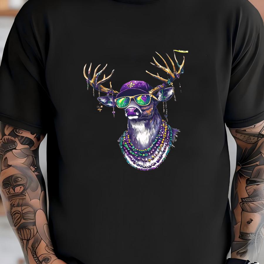 Deer Hunting Mardi Gras Sweatshirt, Women Mardi Gras, Mardi Gras Deer Shirt, Fat Tuesday, Cool Mardi Gras Shirt, Festival Sweatshirt-tc040 T-shirt
