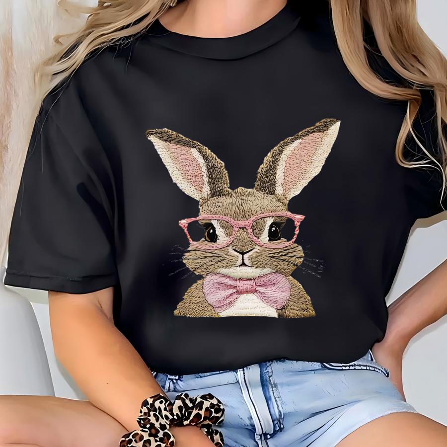 Retro Easter Day Bunny T Shirt,vintage Happy Easter Faux Y Shirt,cute Easter Tee,easter Couple Shirts,for Woman,easter Family Shirt T-shirt