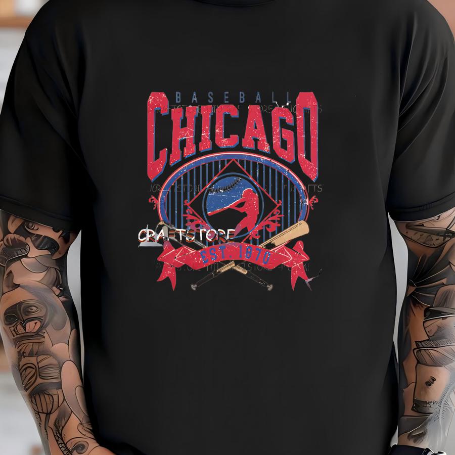 Vintage Chicago Baseball Png | Vintage Chicago Baseball Png | Baseball Png For Shirt | Chicago Baseball Dtf | Baseball Team Png T-shirt