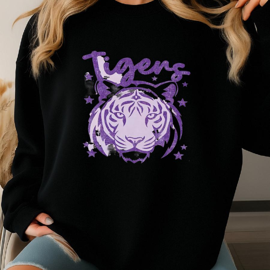 Purple Tigers Sweatshirt Lavender Tigers Game Day Sweatshirt Purple Tigers Crewneck Purple Tigers Spirit Wear Orchid Violet Sweatshirt