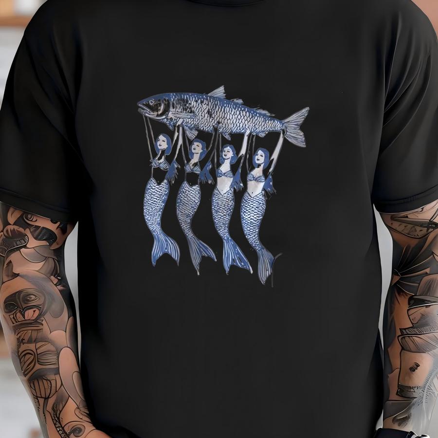 Sardine Graphic Tee Mermaid Sardine Shirt La Dolce Vita Tshirt Tinned Fish Shirt Amalfi Aesthetic Clothes Oversized Shirt T-shirt