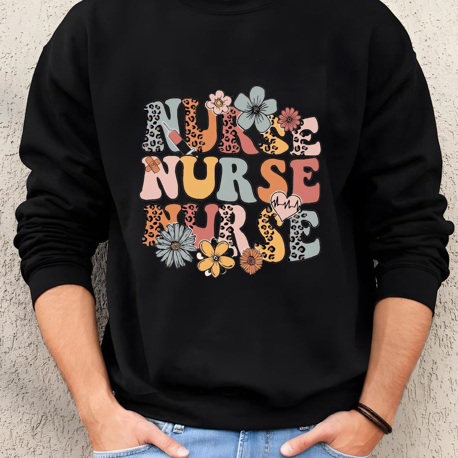 Floral Nurse Shirt, New Nurse Gift, Nurse Appreciation, Nurse Student Shirts, Registered Nurse Shirt Nursing School Tee, Floral Nurse Outfit Sweatshirt