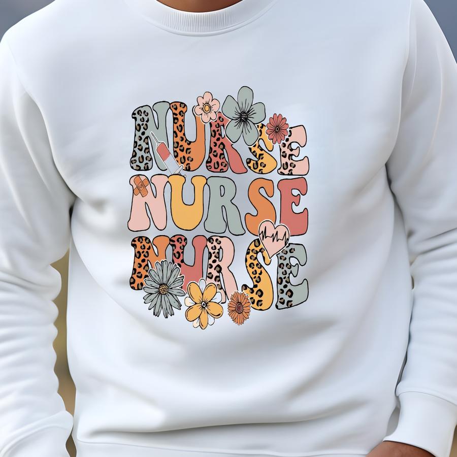 Floral Nurse Shirt, New Nurse Gift, Nurse Appreciation, Nurse Student Shirts, Registered Nurse Shirt Nursing School Tee, Floral Nurse Outfit Sweatshirt
