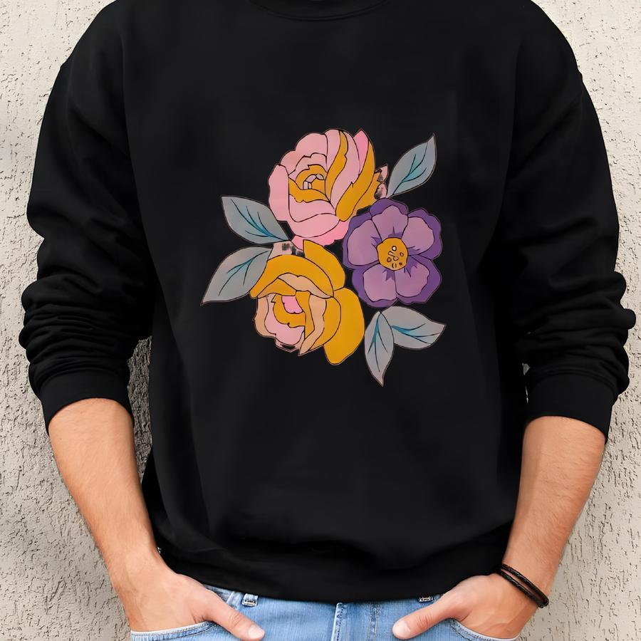 Floral Sweatshirt , Country Life Sweater , Vintage 90s Crewneck , Colorblock Sweatshirt , Yellow , Pink , Purple , Size L , Large Sweatshirt Floral Sweatshirt , Country Life Sweater , Vintage 90s Crewneck , Colorblock Sweatshirt , Yellow , Pink , Purple , Size L , Large Sweatshirt