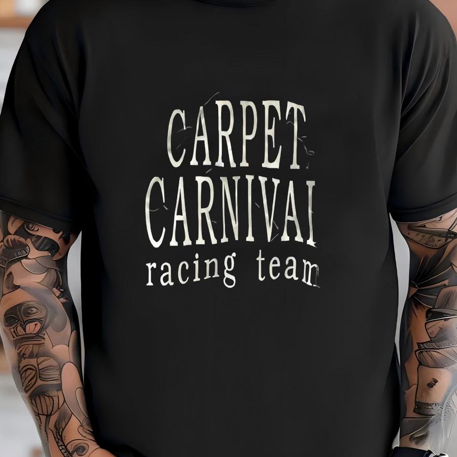 Men's Vintage 90's Carpet Carnival Racing Team Black Satin Bomber Jacket Sz L T-shirt