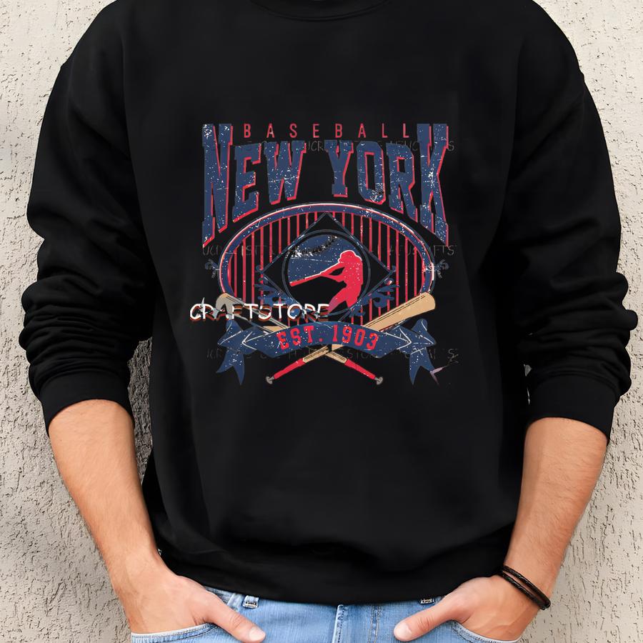 New York Baseball Png | Vintage New York Baseball Png | Baseball Png For Shirt | New York Baseball Dtf | Baseball Team Png Sweatshirt