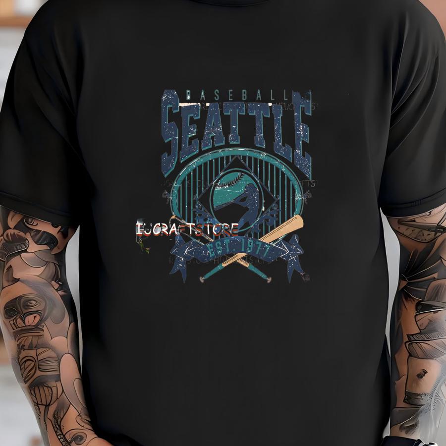 Seattle Baseball Png | Vintage Seattle Baseball Png | Baseball Png For Shirt | Seattle Baseball Dtf | Baseball Team Png T-shirt