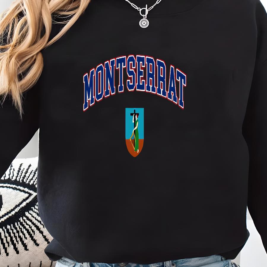 Montserrat Shirt, Coat Of Arms Of Montserrat Tshirt Country Emblem Free Gift Message Insertion Sweatshirt
