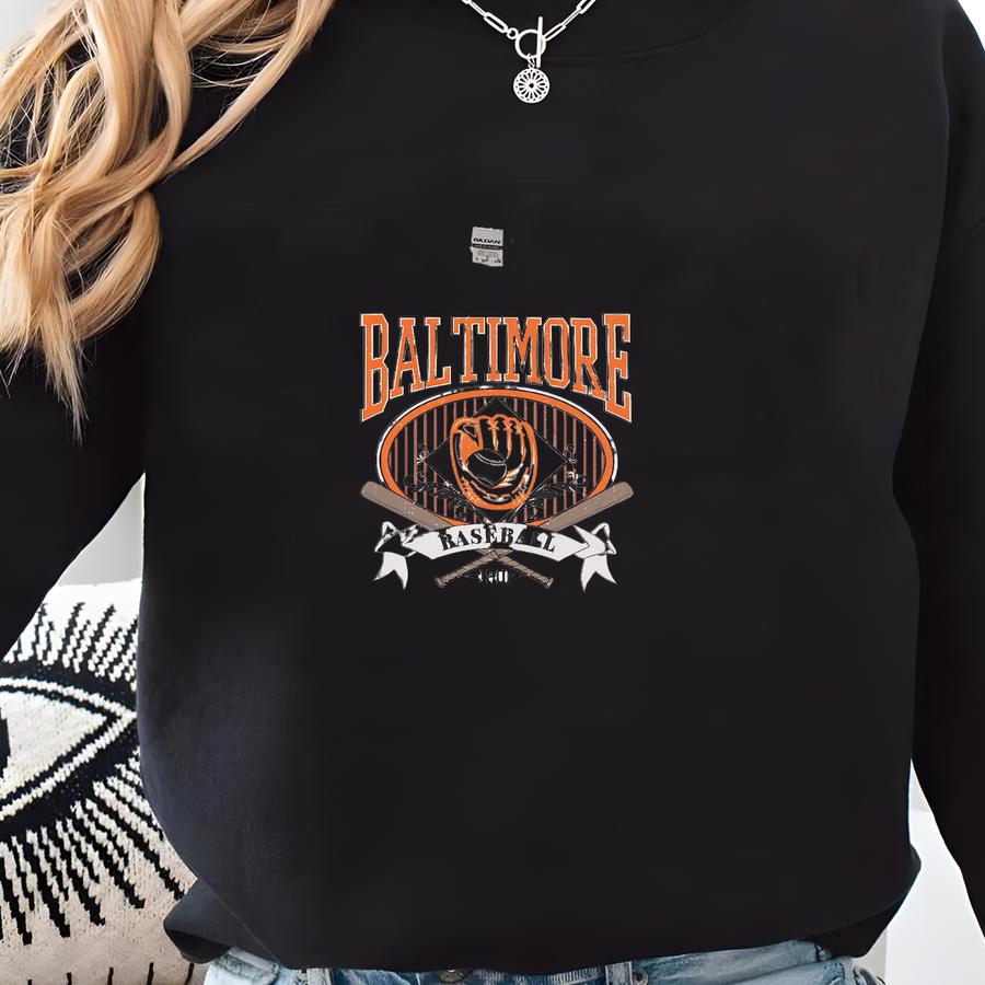 Baltimore Baseball Png, Vintage Png, Baseball Mom, Baseball Custom Sweatshirt