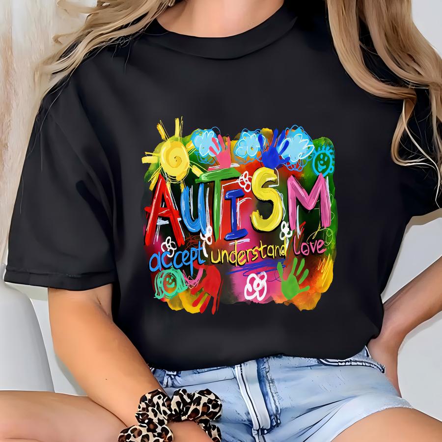 Autism Hand Paint Accept Understand Love Tee, Autism Awareness Month, Autism Tee, Autism Shirt, Awareness Shirt, Shirt For Autism Awareness T-shirt