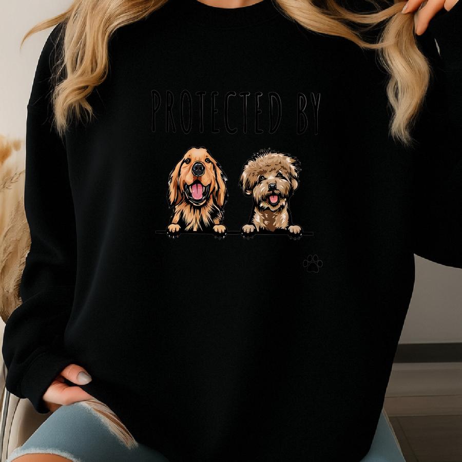 Personalised Dog Baby Romper, Baby Pet Outfit, Custom Pet Portrait Drawing, Protected By Dog Baby, Newborn Baby Clothes, Baby Shower Gift Sweatshirt