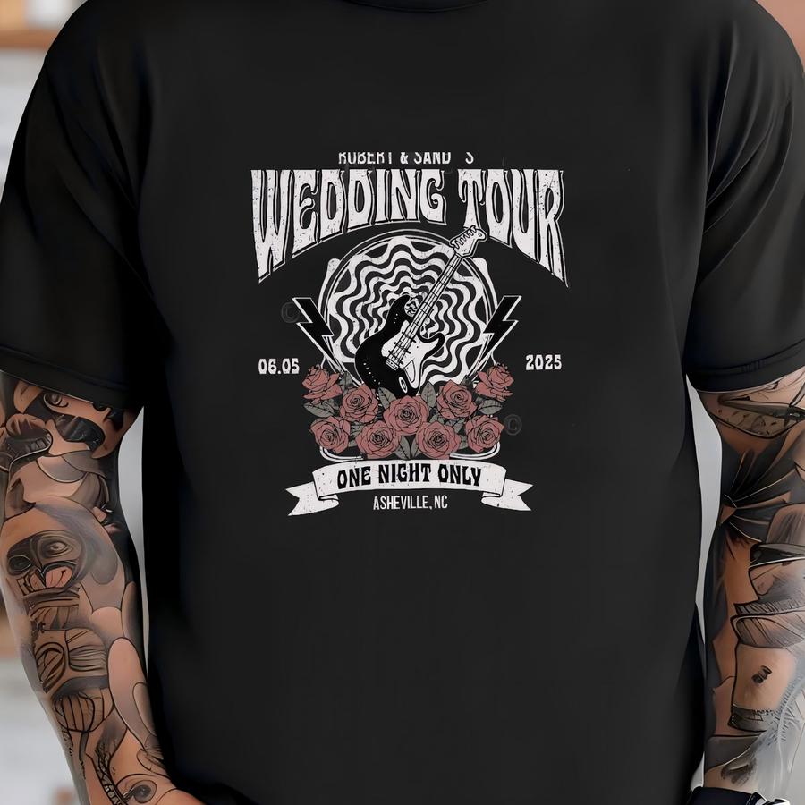Wedding Shirt Toss Custom Wedding Tour Shirt Rock And Roll Wedding Toss Gift One Night Only Tshirt Edgy Bride And Groom Concert Band Tee T-shirt