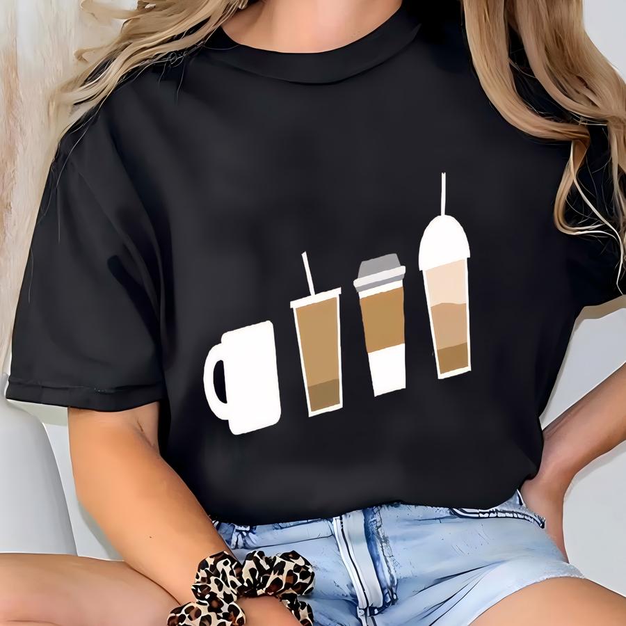 Coffee Cups Shirt, Minimalistic Cofee Shirt, Shirt For Coffee And Minimalism Lovers, Simple Coffee Shirt, Minimalistic Design Shirt, T-shirt