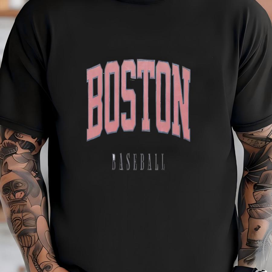 Boston Baseball Varsity Sweatshirt, Sports Crewneck, College Sweater, Baseball Fan Gift, Baseball Lover Apparel, Vintage Retro, Red T-shirt