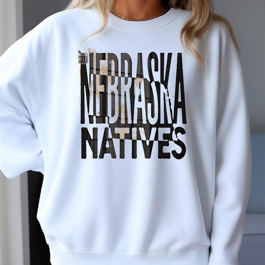 Nebraska Natives Vintage Style Wall Art Print, Rustic Nebraska Home Decor, Midwest State Poster, Farmhouse Nebraska Sign, Great Plains Art Sweatshirt Nebraska Natives Vintage Style Wall Art Print, Rustic Nebraska Home Decor, Midwest State Poster, Farmhouse Nebraska Sign, Great Plains Art Sweatshirt
