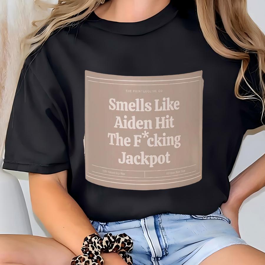 Smells Like Groom Hit The F*ucking Jackpot, Engagement Candle, Wedding Candle, Personalized Candle, Bachelorette Custom Engagement Gift T-shirt