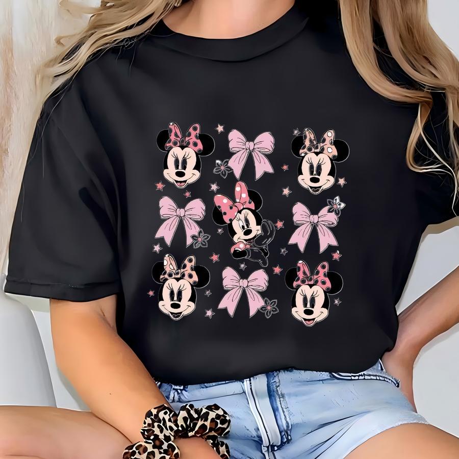 Mouse Coquette Bow Shirt - Pink Tee - Land Trip Outfit - Cute Shirt For Women Girls - Family Matching T-shirt