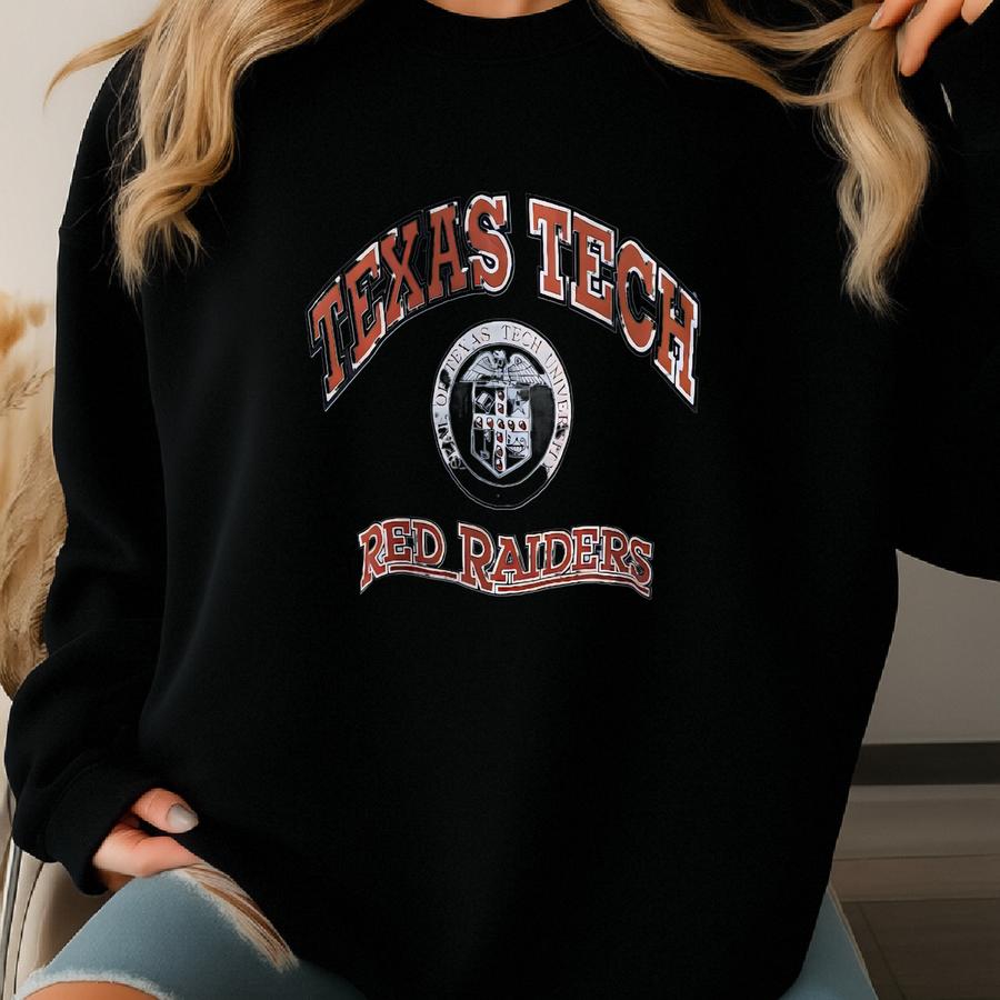 Vintage 80s Texas Tech Red Big Logo Crewneck Sweatshirt Size M Sweatshirt