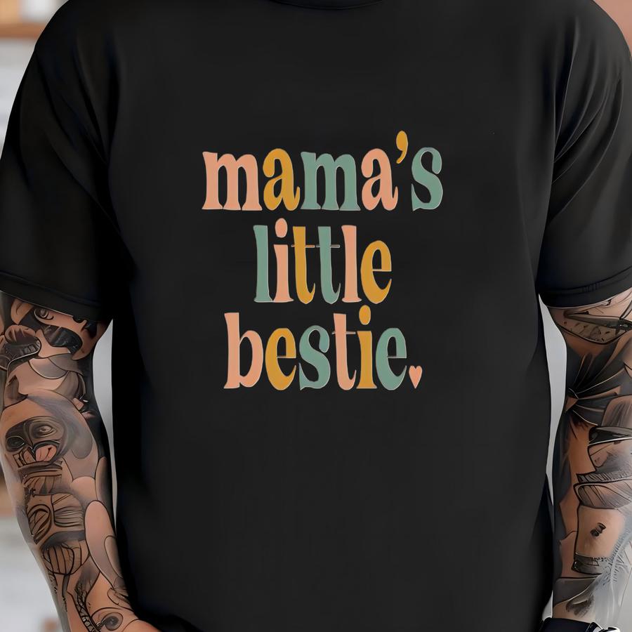Mama's Little Bestie Baby ® - Retro Mother's Day Baby Bodysuit - Minimalist Natural Toddler Shirt T-shirt