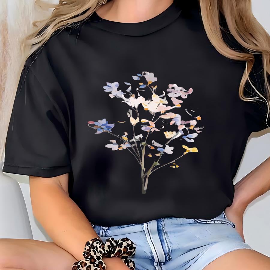 Birth Month Flower Personalized Canvas Tee, Bachelorette Bridesmaid Gifts, Birthday Gift For Her, Wedding Gift, Flower Gift For Mom T-shirt