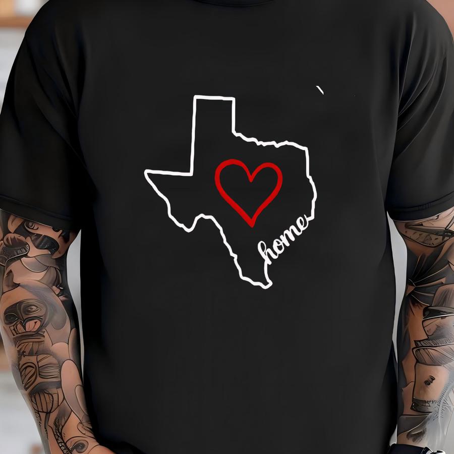 Texas Crewneck Sweatshirt, State Outline With Heart Design, Minimalist Southern Pride Sweater, Cozy Home State Gift T-shirt