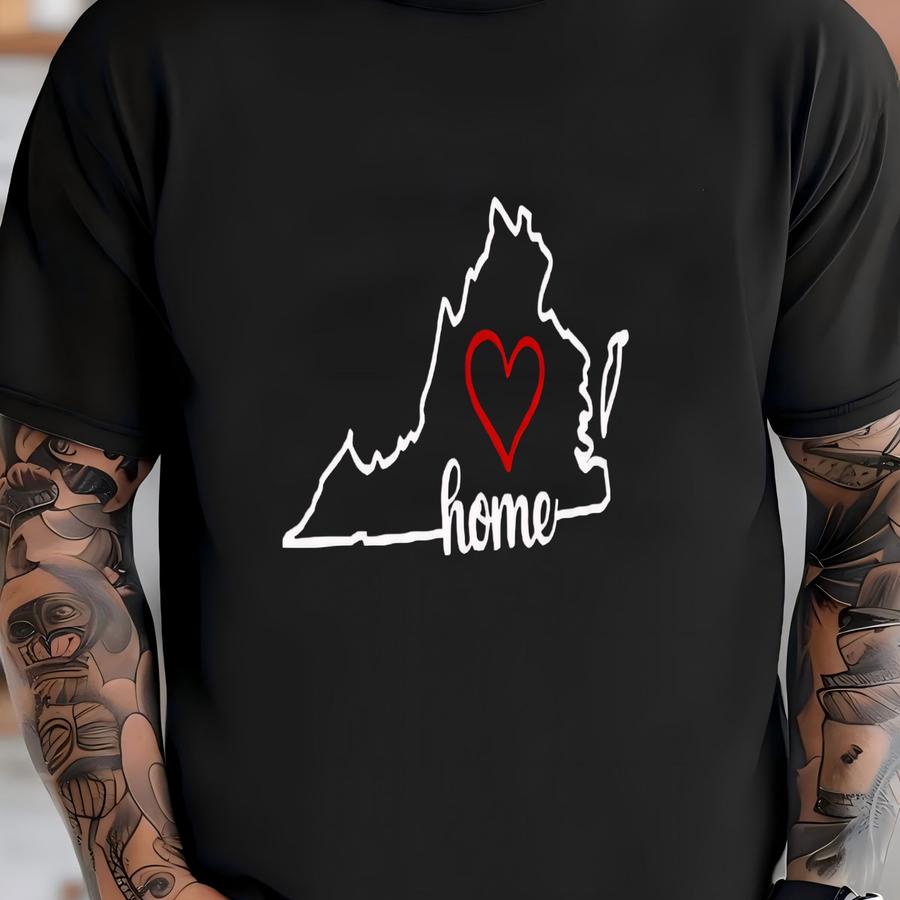 Virginia Crewneck Sweatshirt, State Outline With Heart Design, Minimalist East Pride Sweater, Cozy Home State Gift T-shirt