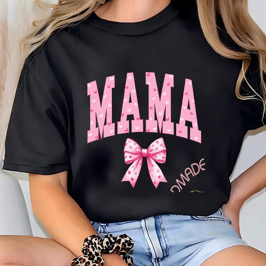 Coquette Pink Mama Sweatshirt, Cute Pink Bow Mama Shirt, Popular Mother Tee, Mother Gift, Mother Day Gift T-shirt