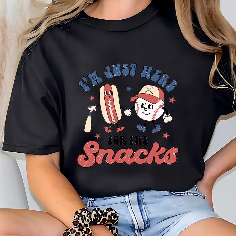 Funny Baseball Sweatshirt, I'm Just Here For The Snacks Kids Sweatshirt, Cute Game Day Kids Sweater, Toddler Youth Outfit, Kids Baseball T-shirt