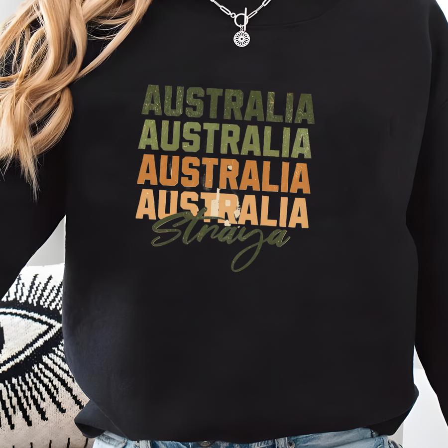 Australia Sweatshirt For Travelers, Unisex Crewneck Pullover For Comfy Style, Perfect Gift For Aussies, Casual Wear, Holiday Sweater Sweatshirt
