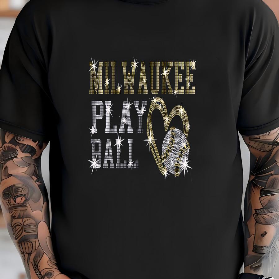 Milwaukee Rhinestone Baseball Shirt: Game Day Chic Unisex Tee T-shirt