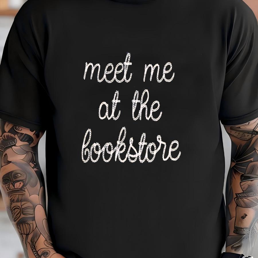 Bookstore Chain Stitch Text Sweatshirt Meet Me At The Bookstore T-shirt