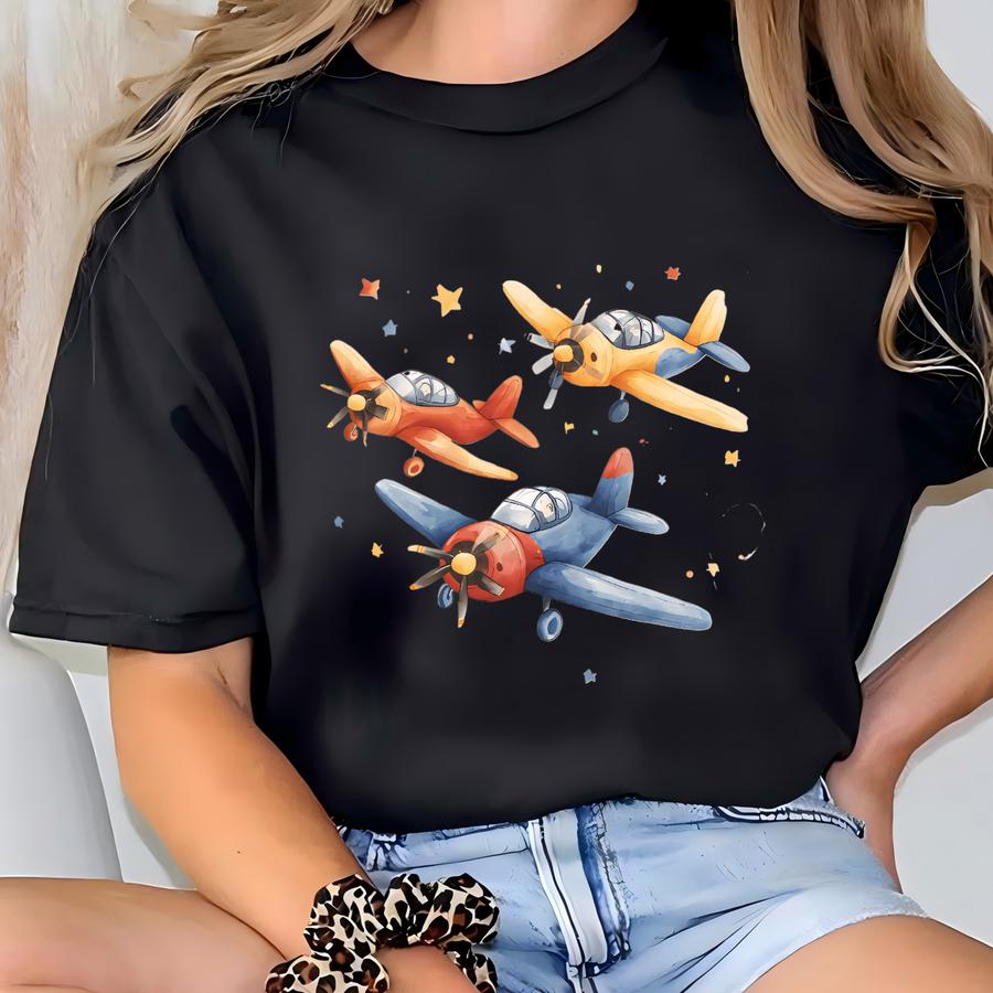 Colorful Planes Kids Hoodie: Airplane Adventure Outfit T-shirt