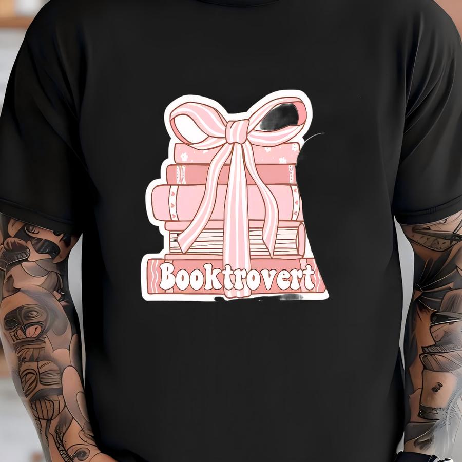 Booktrovert Sticker, Book Worm, Book Nerd, Water Bottle Sticker, Reading Quotes, Book Lover Gift, Cute, Introvert Stickers, Book Lover, Bow T-shirt