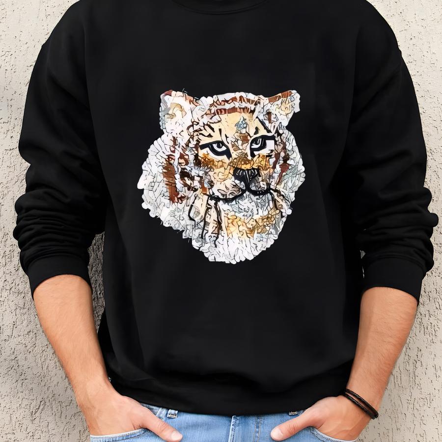 Russell Athletic Vintage Crewneck Black Tiger Large Sweatshirt