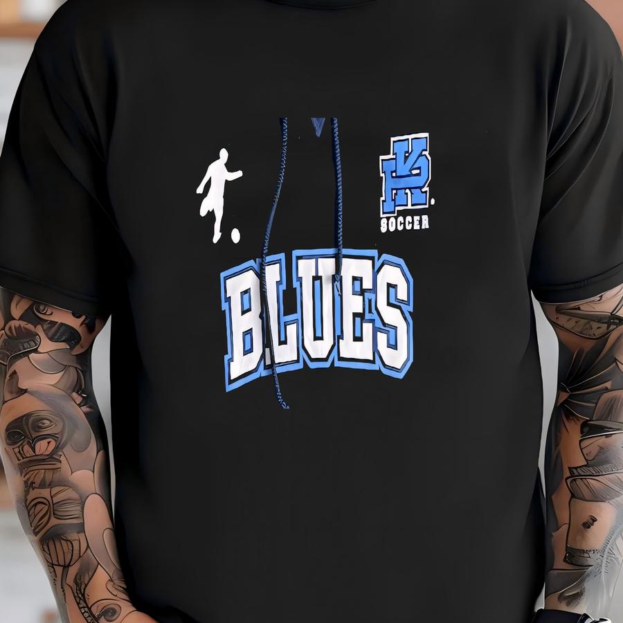 Russell Athletic Vintage Hoodie Blue Soccer Medium T-shirt