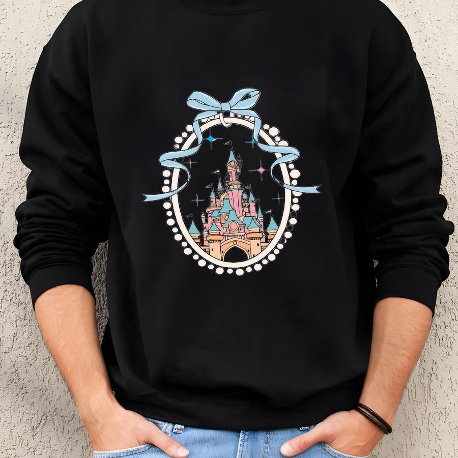 Magical Castle With Blue Coquette Hoodie, Magic Kingdom Hoodie, Girl Trip Hoodie, Coquette Bow Hoodie, Hoodie Sweatshirt