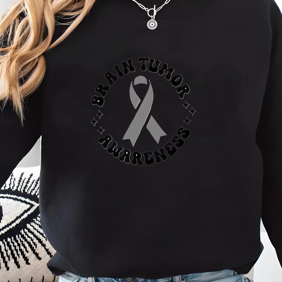 Brain Tumor Awareness Shirt, Brain Cancer Shirt, Gray Ribbon Shirts, Brain Cancer Support Shirt, Brain Cancer Survivor, Brain Tumor Fighter Sweatshirt