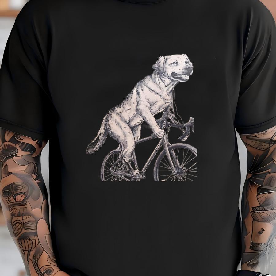 Labrador On A Bicycle T Shirt • Labrador Riding Bicycle Tee • Labrador Shirt • Lab Gift • Unisex Tee • Mens T Shirt • Youth Graphic Tee T-shirt