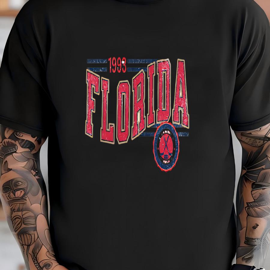 Florida Hockey Vintage Crewneck Sweatshirt, Retro Panther Hockey Team Sweatshirt, Unisex Sve Print Distressed Hockey Shirt, Hockey Fan T-shirt