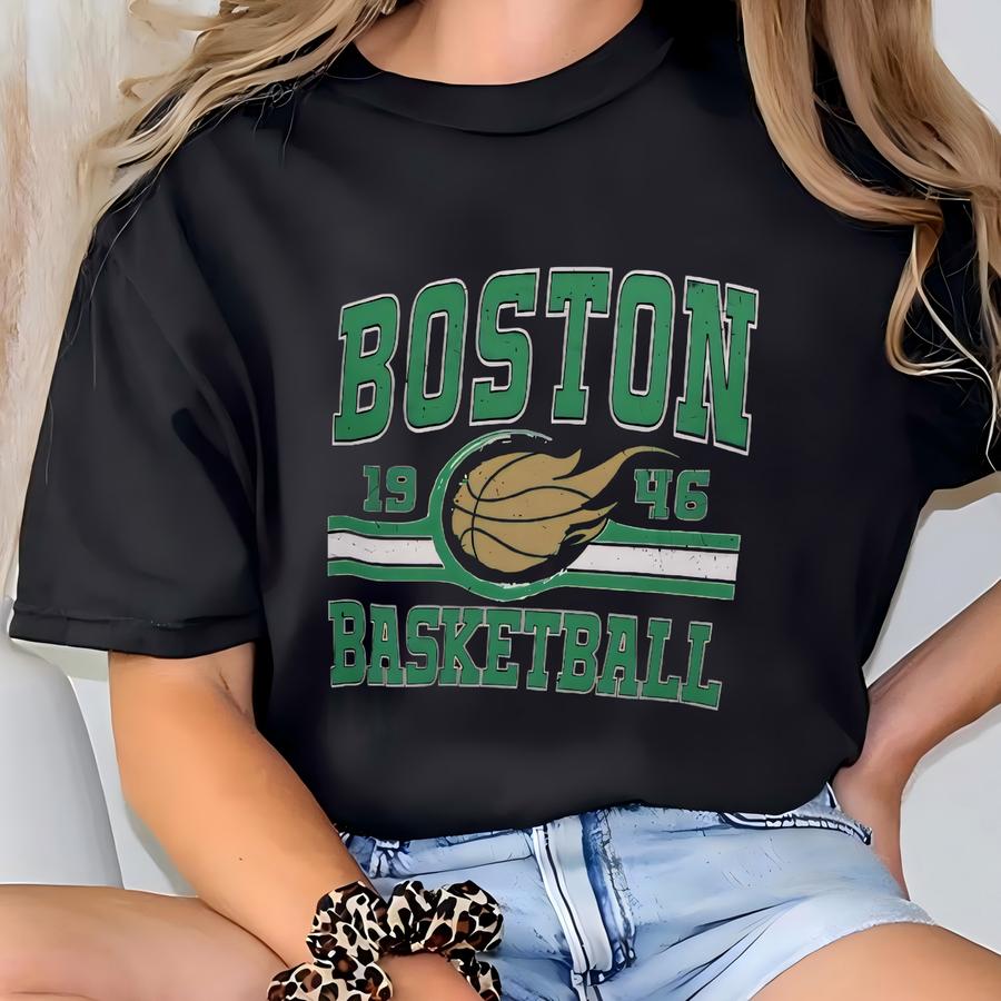 Custom Retro Boston Basketball Hoodie, Personalized Boston Game Day Sweatshirt, Boston Basketball Fan Gifts, Vintage 80s Style Boston Shirts T-shirt