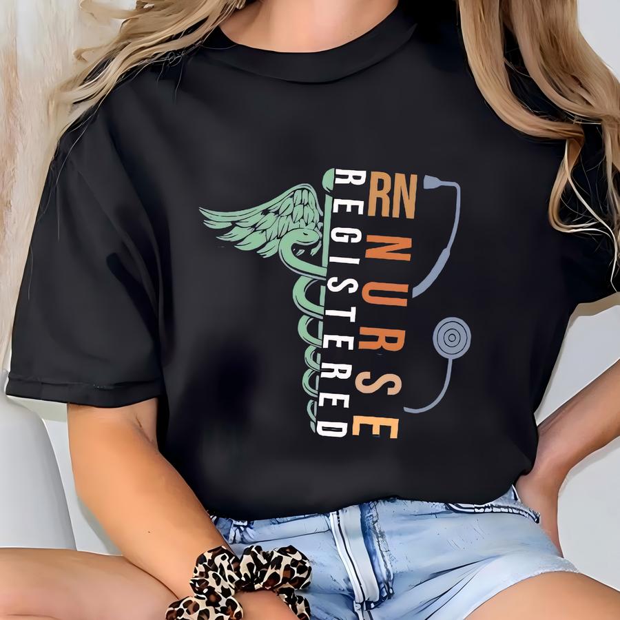 Custom Registered Nurse Shirt, Front And Back Nurse Shirt, Rn Nurse Tshirt, Gift For Nurse, Nursing School Shirt,personalized Name Nurse Tee T-shirt