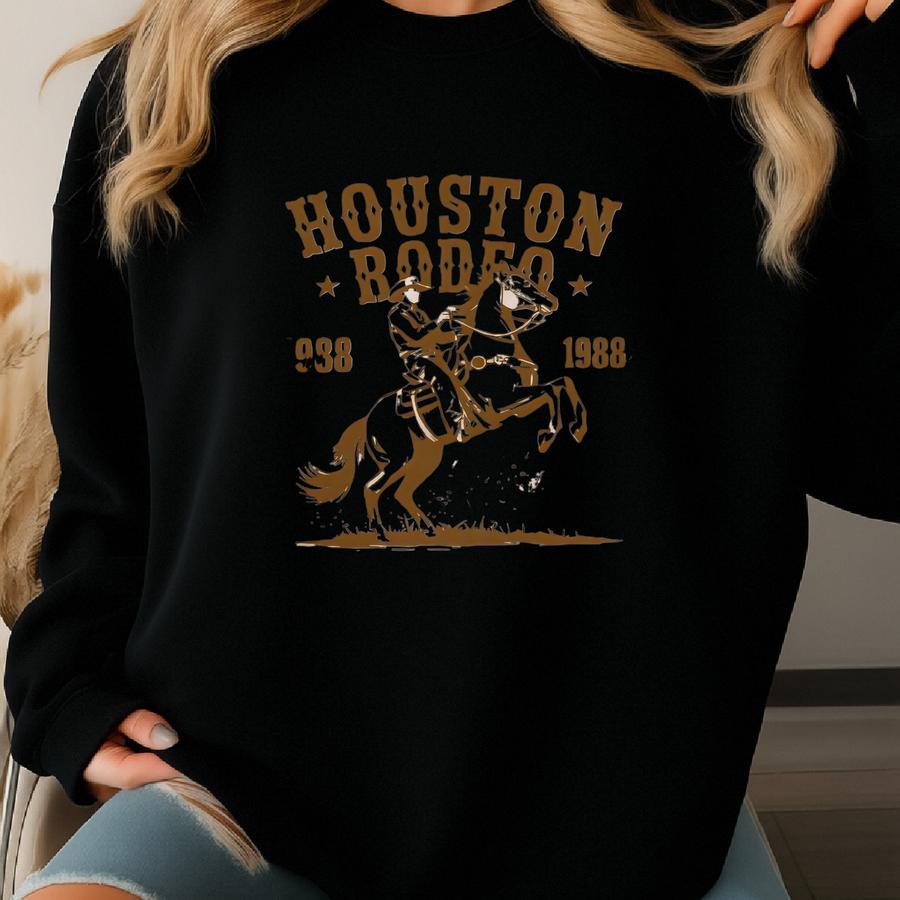 Houston Rodeo Cowgirl Shirt, Rodeo Shirt, Vintage Shirt, Wild West T-shirt, Western Shirt, Western Graphic Tee, Country Shirt Sweatshirt