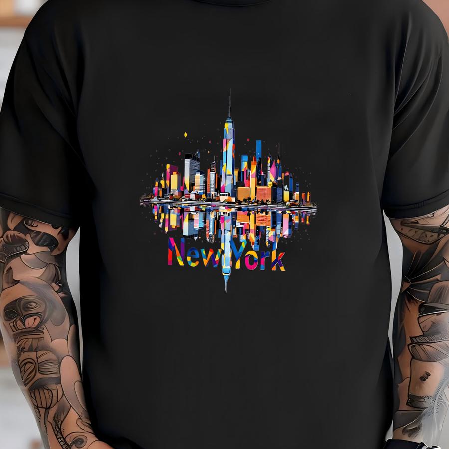 Colorful New York City Skyline Sweatshirt: Unisex Nyc Art Sweater T-shirt