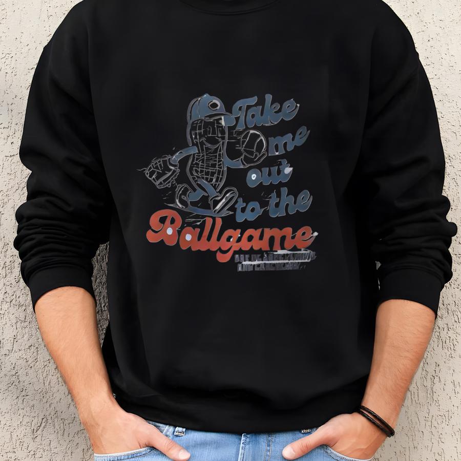 Baseball Crewneck Sweatshirt: Take Me Out To The Ballgame, Sporty Style Sweatshirt